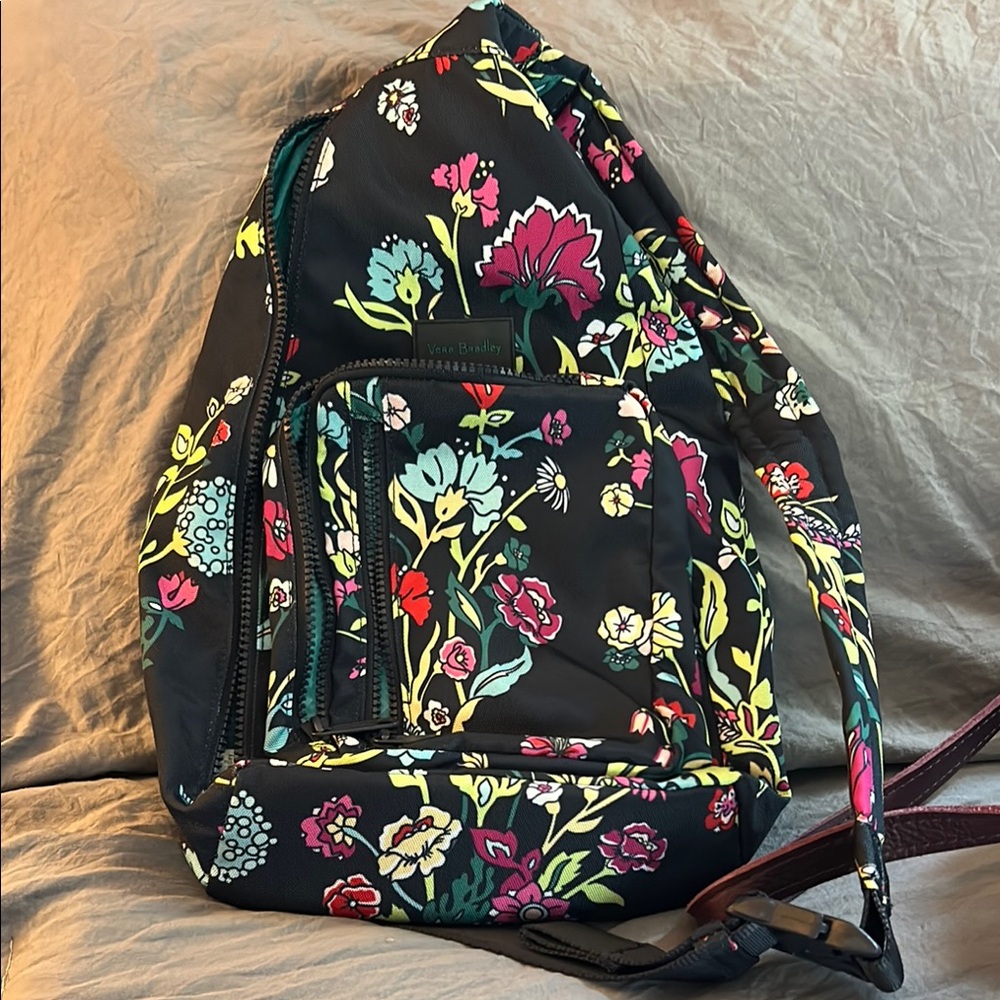 Vera Bradley Black Backpack with Vibrant Floral Design